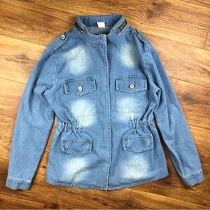 Aimeite Denim Look Zip Up Jacket